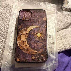 Brown and Gold Moon Design iPhone 12  Case